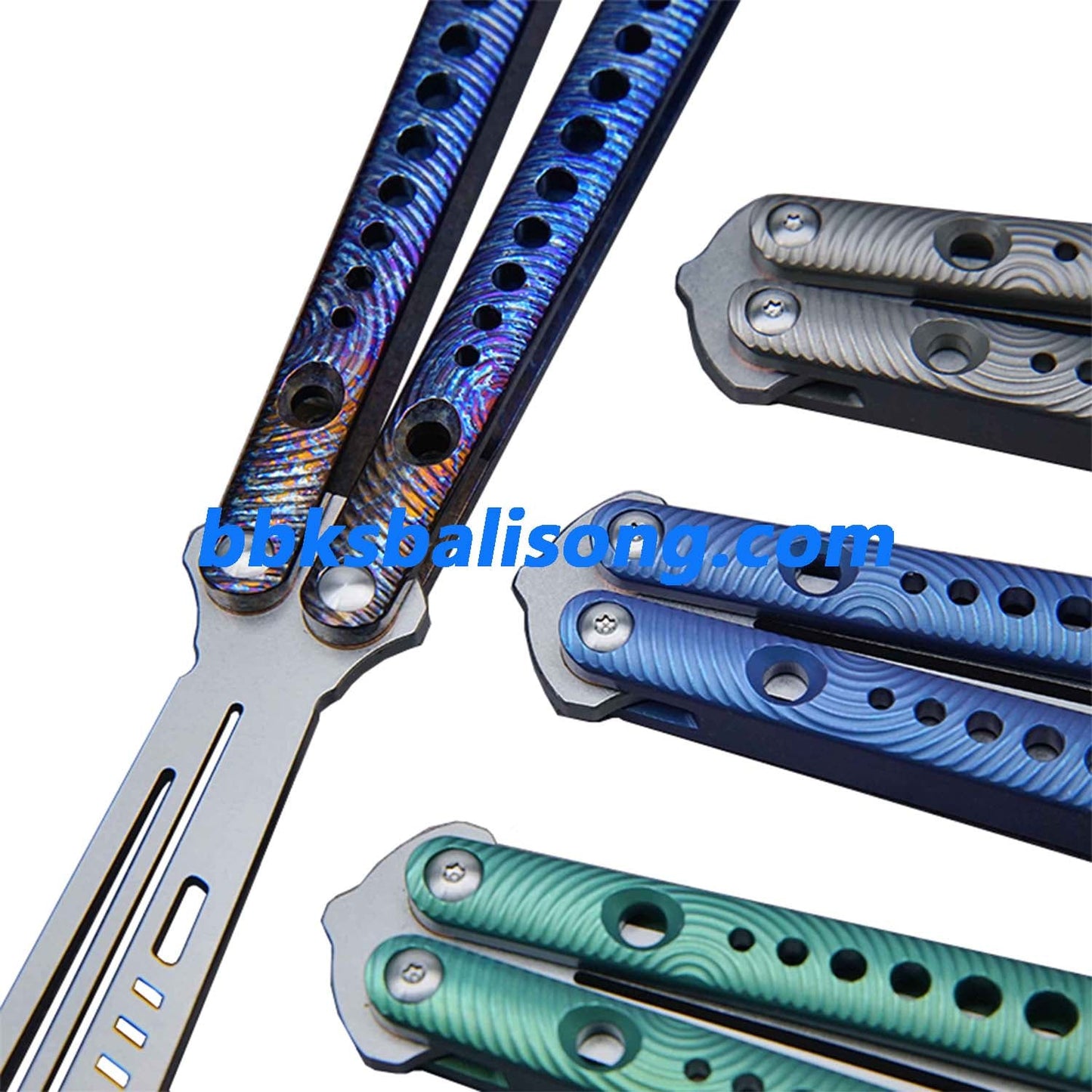 Theone Squiggle Ripple Replicant Balisong Clone Titanium Handle