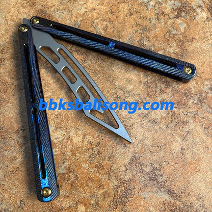 Theone Tyrannosaurus Rex Balisong Titanium Handle Damascus Blade