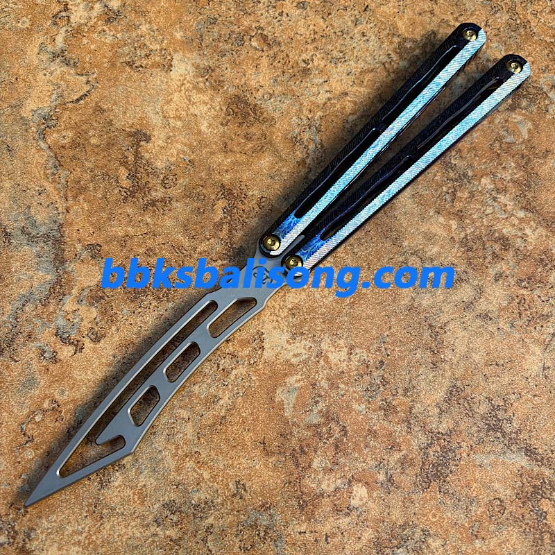 Theone Tyrannosaurus Rex Balisong Titanium Handle Damascus Blade