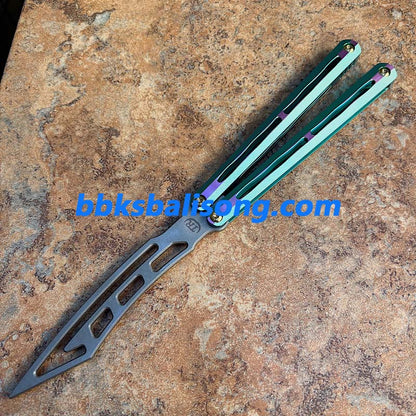 Theone Tyrannosaurus Rex Balisong Titanium Handle Damascus Blade