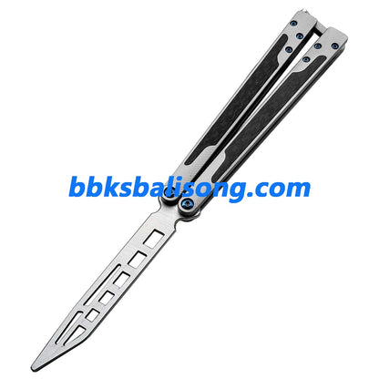 Theone EX10 Balisong Clone Carbon Fiber Patch+Titanium Handle Damascus Blade