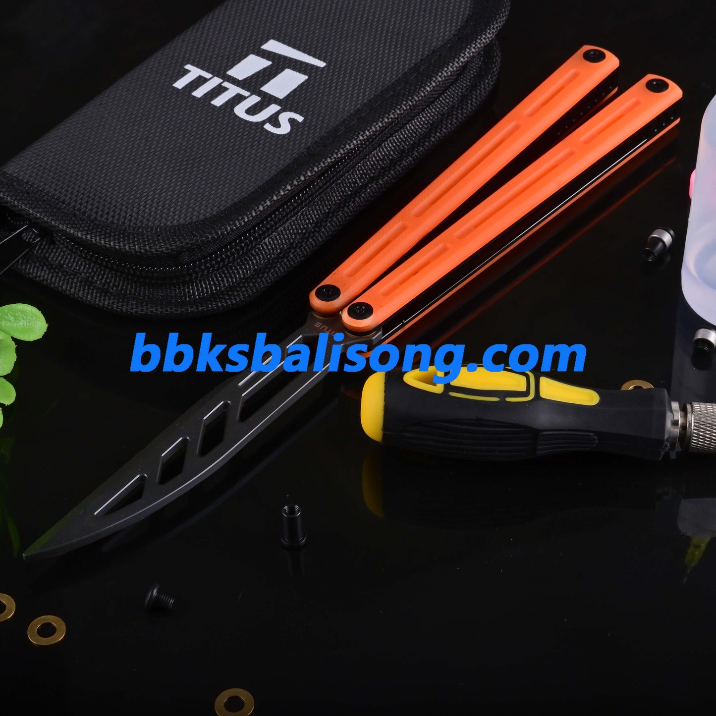 Titus Egrets Original Balisong G10+7075 Aluminum Handle Bushings System