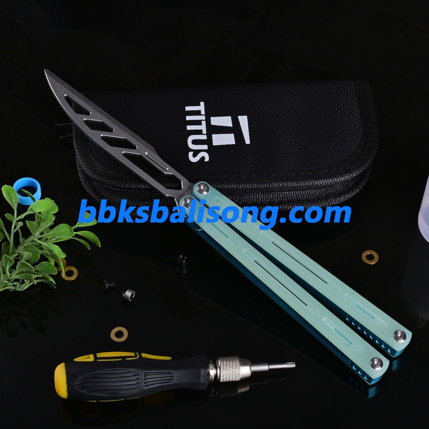 Titus Egrets Original Balisong G10+7075 Aluminum Handle Bushings System