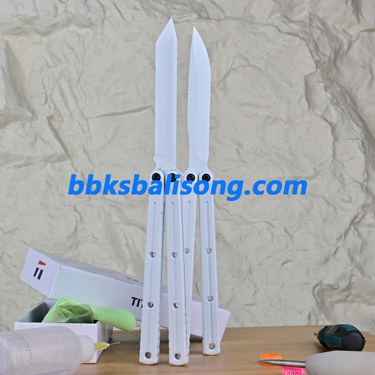 Titus Kraken V3 Balisong Clone Ceramic Coating Handle Sapphire Blade