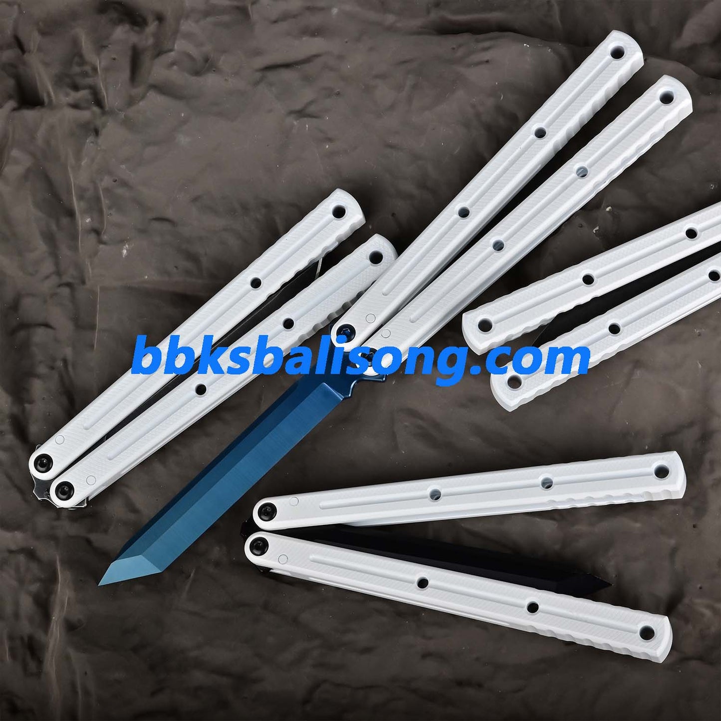 Titus Kraken V3 Balisong Clone Sapphire Blade 7075 Channel Handle