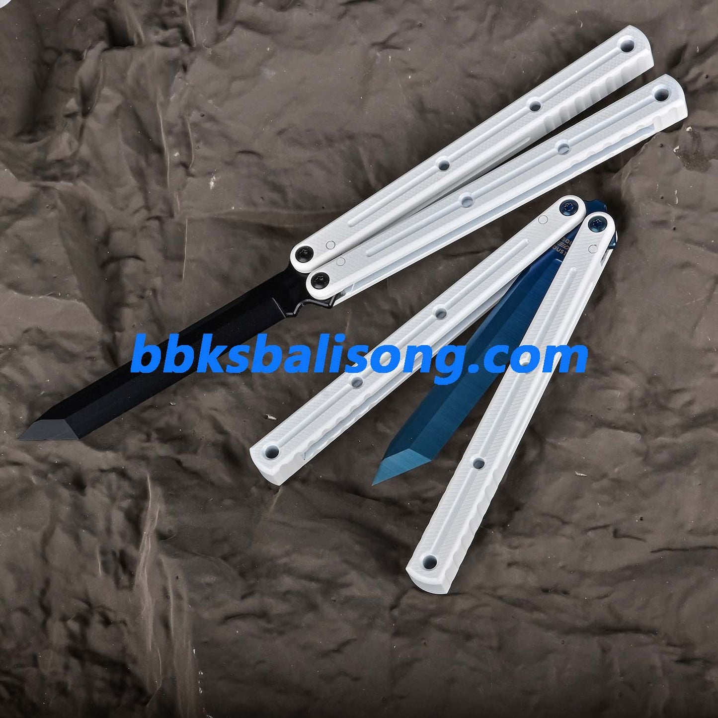 Titus Kraken V3 Balisong Clone Sapphire Blade 7075 Channel Handle