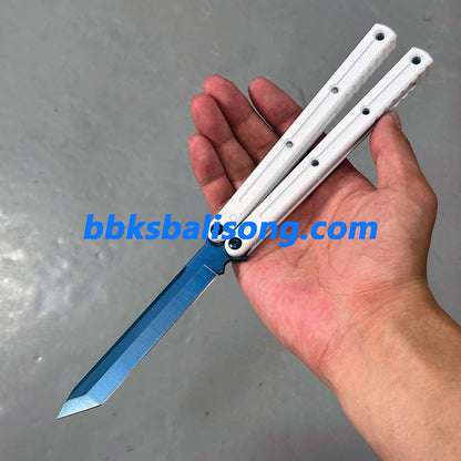 Titus Kraken V3 Balisong Clone Sapphire Blade 7075 Channel Handle