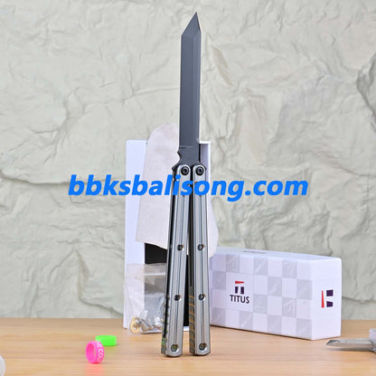 Titus Kraken V3 Balisong Clone 7075 Aluminum False Edge Blade