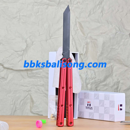 Titus Kraken V3 Balisong Clone 7075 Aluminum False Edge Blade
