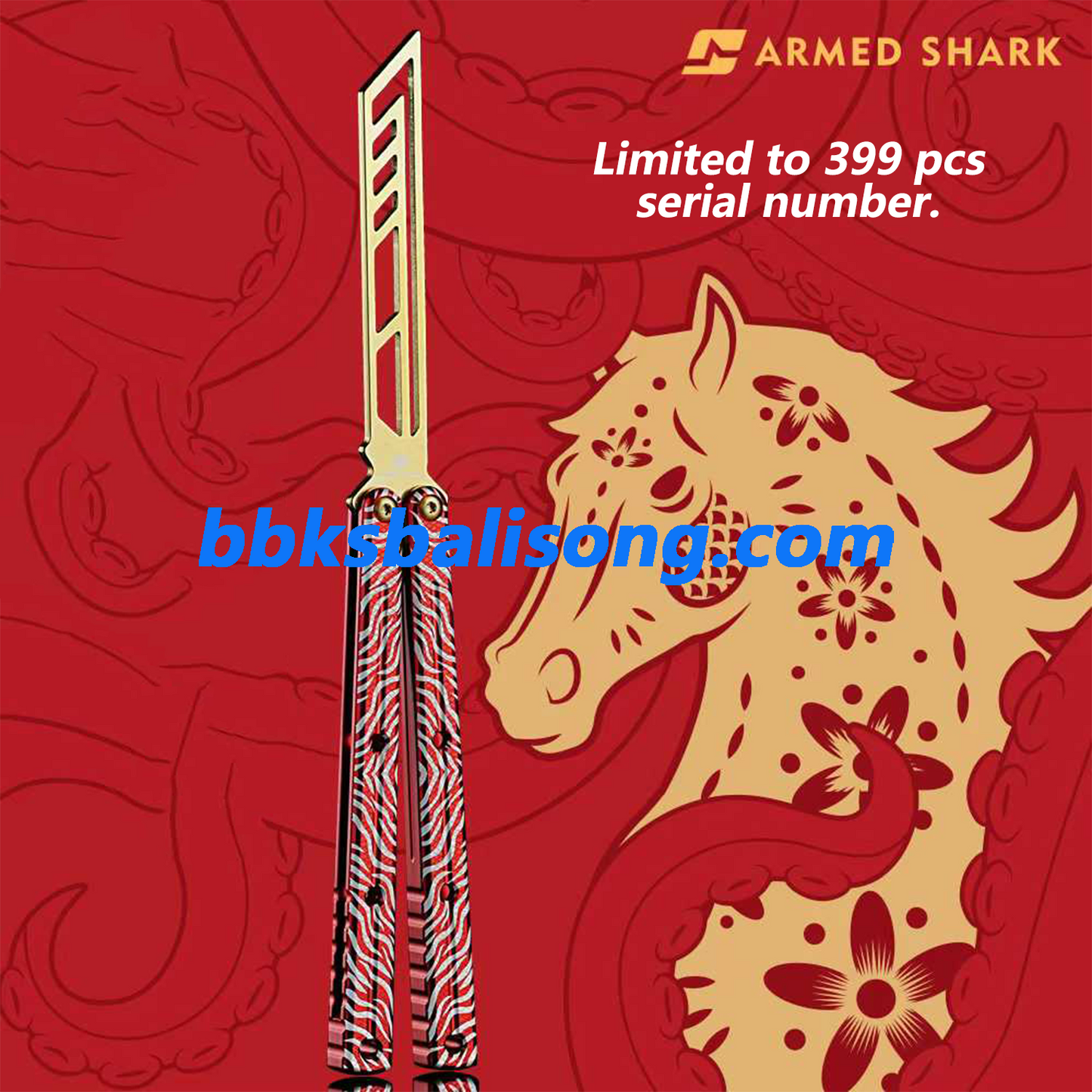 ARMED SHARK Krake Raken (Kraken) V3 Balisong Clone 7075 Aluminum Handle