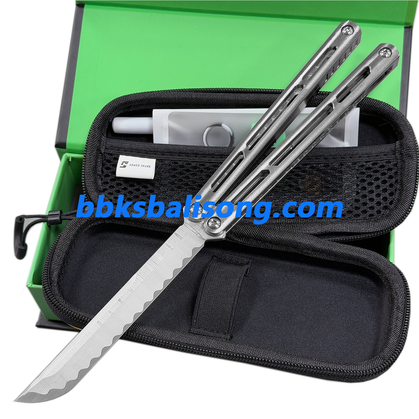 ARMED SHARK Tsunami Balisong Clone Titanium Chanwich Handle