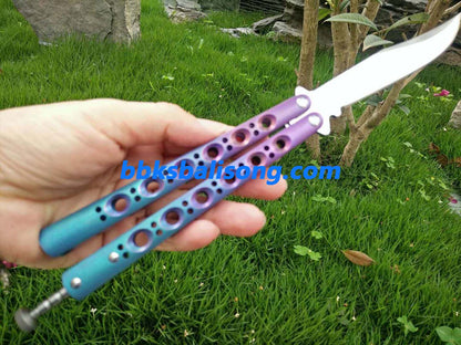 Theone Benchmade BM43 Bowie Blade Balisong Clone Titanium Handle