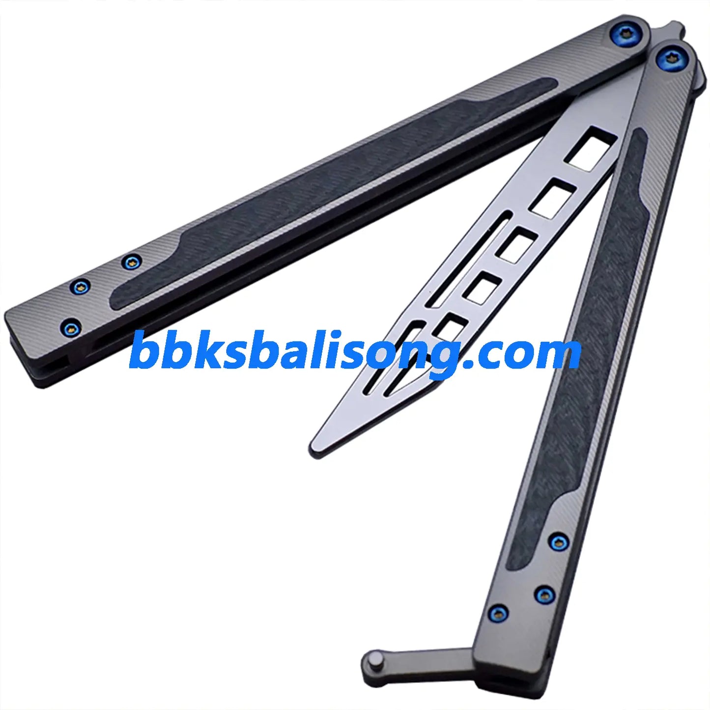 Theone EX10 Balisong Clone Carbon Fiber Patch+Titanium Handle Damascus Blade BBKSbalisong