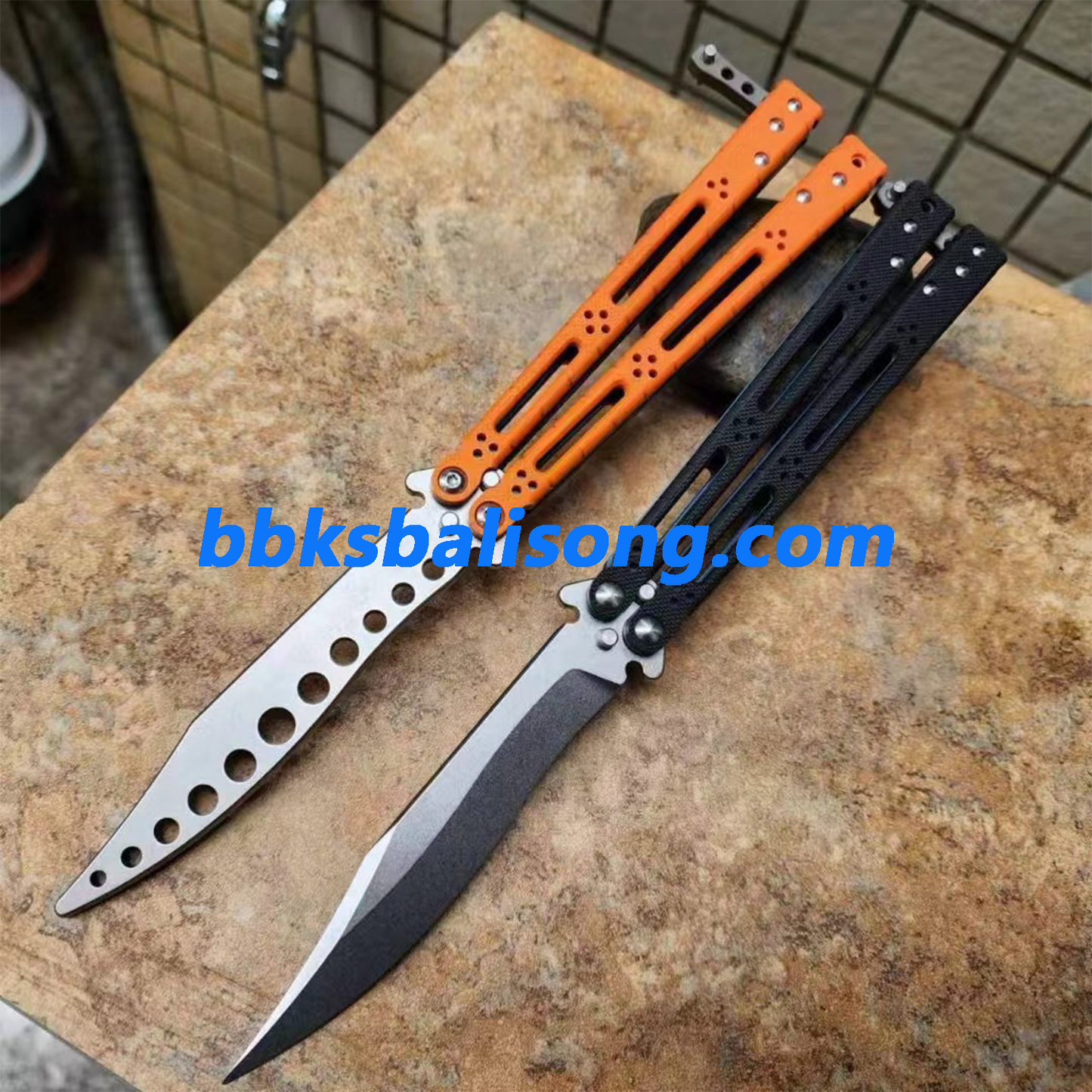 Theone HOM Basilisk Balisong Clone G10 Patch+Titanium Lining Handle