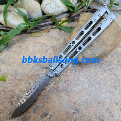 TheOne EX-10 Balisong Clone Titanium Sandwich Handle