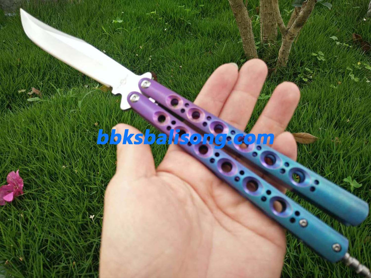 Theone Benchmade BM43 Bowie Blade Balisong Clone Titanium Handle