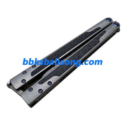 Theone EX10 Balisong Clone Carbon Fiber Patch+Titanium Handle Damascus Blade BBKSbalisong