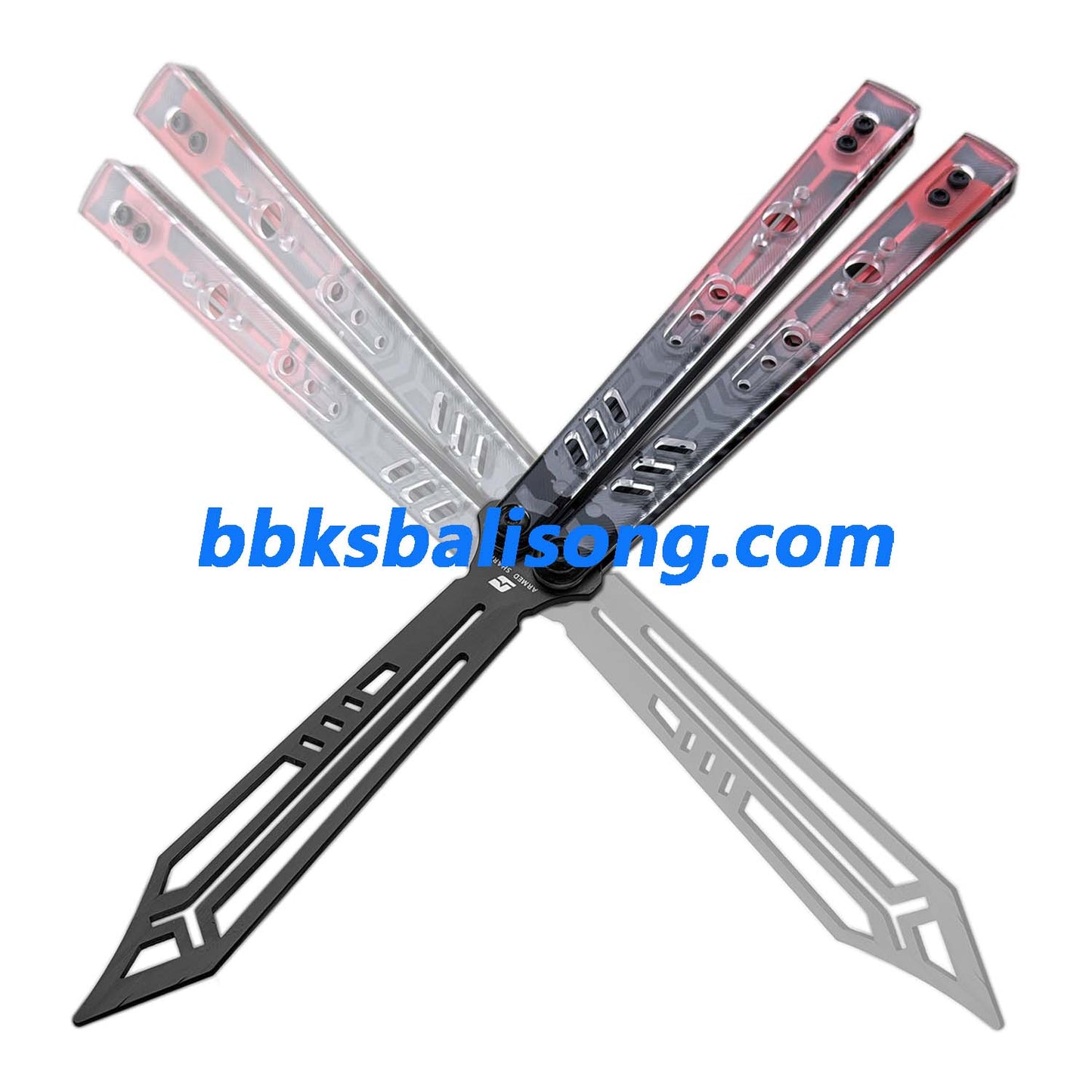 ARMED SHARK Stainless Replicant Balisong Clone Acrylic scales