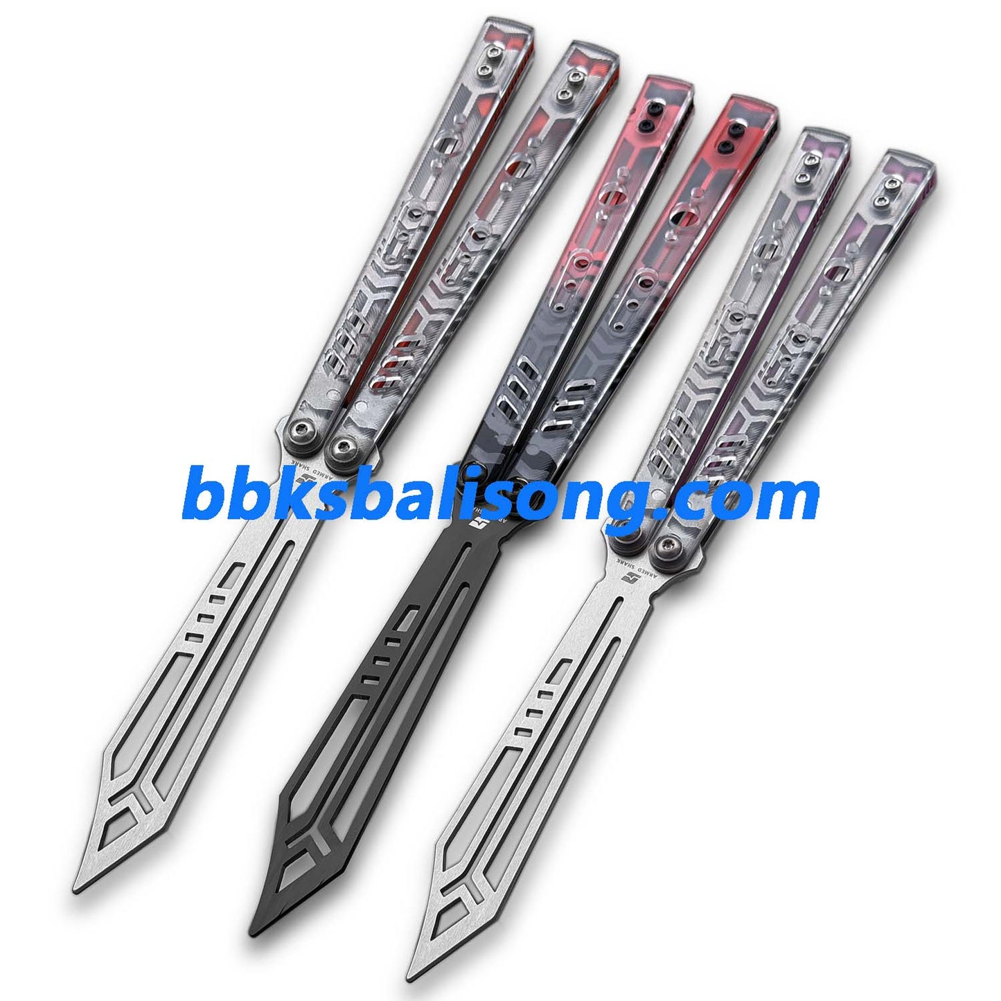 ARMED SHARK Stainless Replicant Balisong Clone Acrylic scales