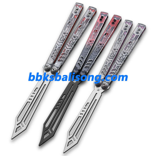 ARMED SHARK Stainless Replicant Balisong Clone Acrylic scales