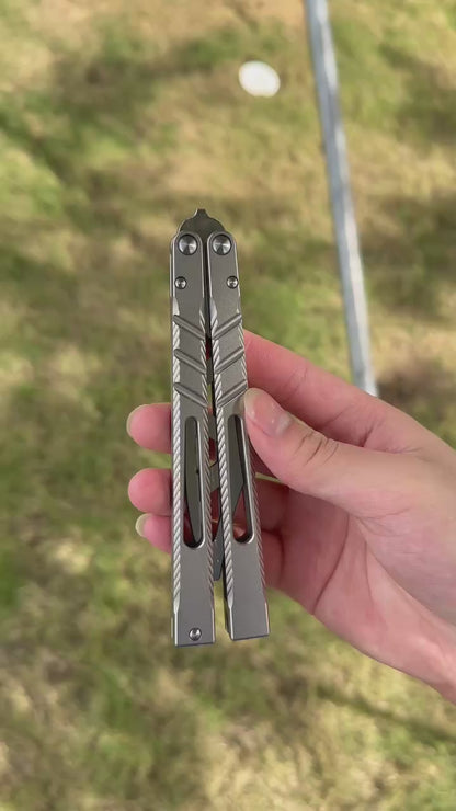 New Theone Jimping Channel Alpha Beast (CHAB) V2 Balisong Clone Titanium Handle