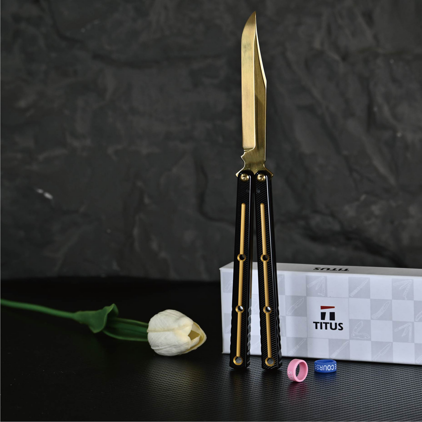 Titus Kraken V3 Live Blade Balisong Clone Dual-Tone Version