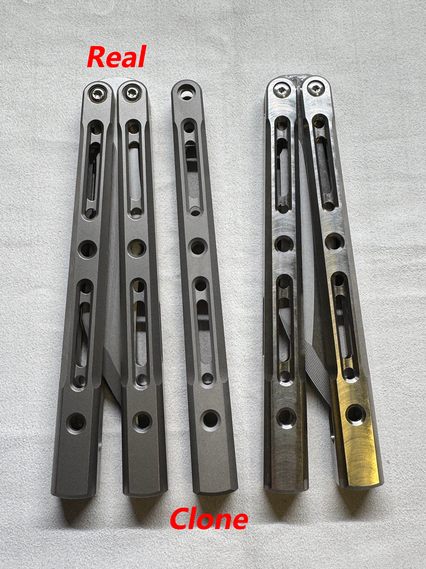 New Monarch V1 Balisong Clone Titanium Handle Bushings System