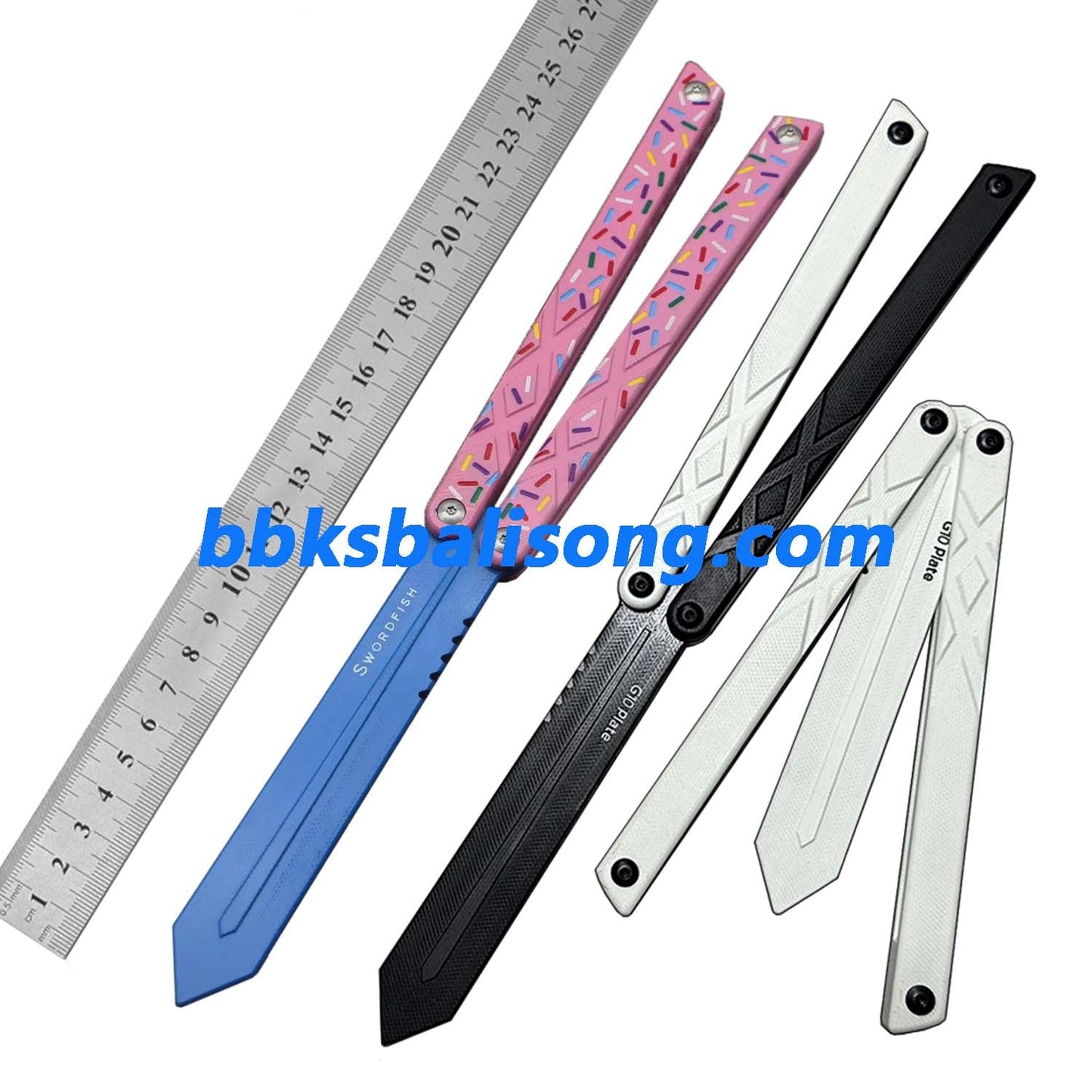 XDYY G10 Swordfish Balisong Clone G10 handle G10 blade Bushing System